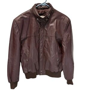 Vintage 1980s Saddlery Fifth Ave NYC Leather Bomber Jacket 44‎ Brown